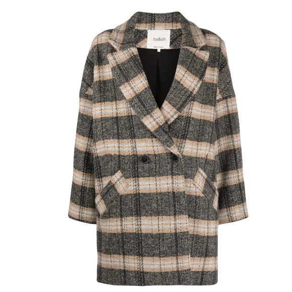 NWT Ba&sh Hold Double-breasted Coat Plaid Oversized Made in France sz3 US L $550 - Picture 2 of 7